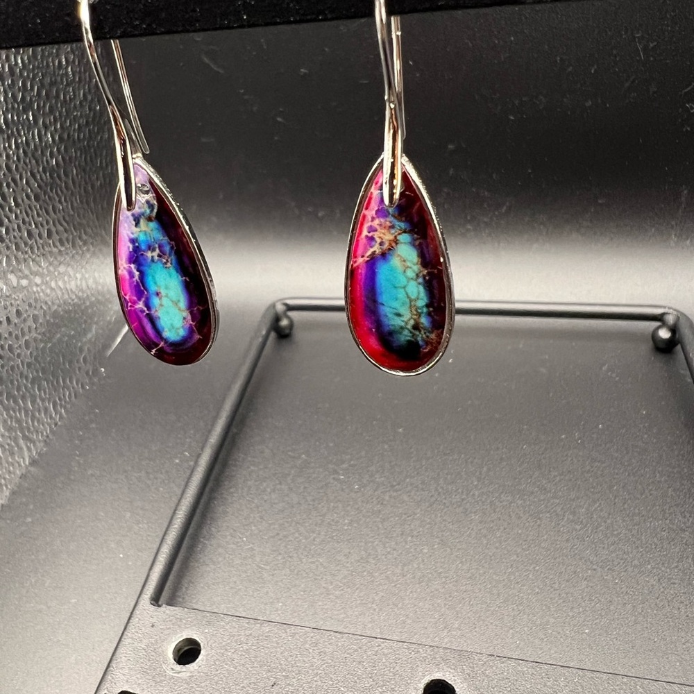 Vibrant Teardrop Earrings with Silver Accents